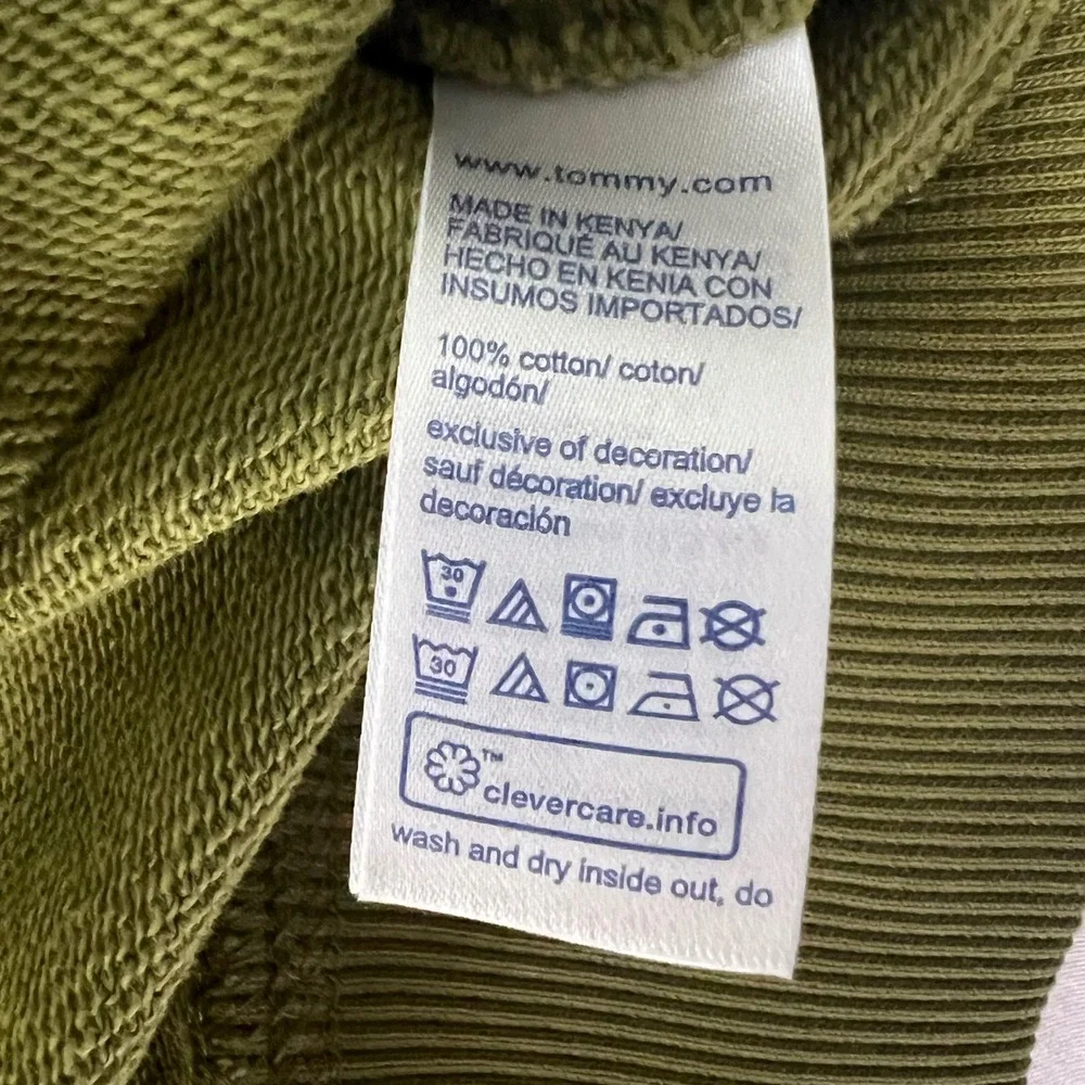 Tommy Hilfiger Mens Olive Green Crewneck Sweatshirt Cotton French Terry M